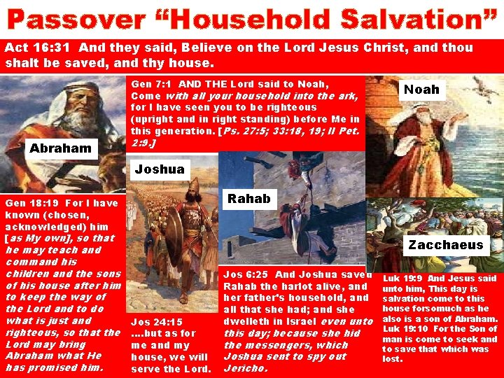 Passover “Household Salvation” Act 16: 31 And they said, Believe on the Lord Jesus