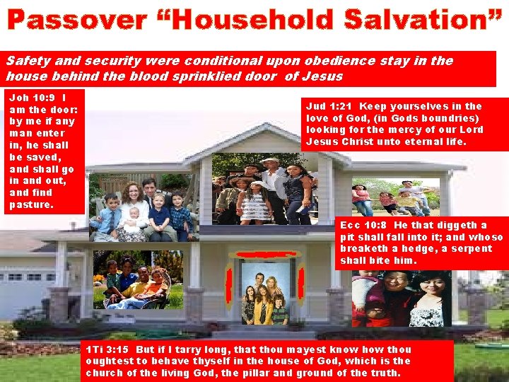 Passover “Household Salvation” Safety and security were conditional upon obedience stay in the house