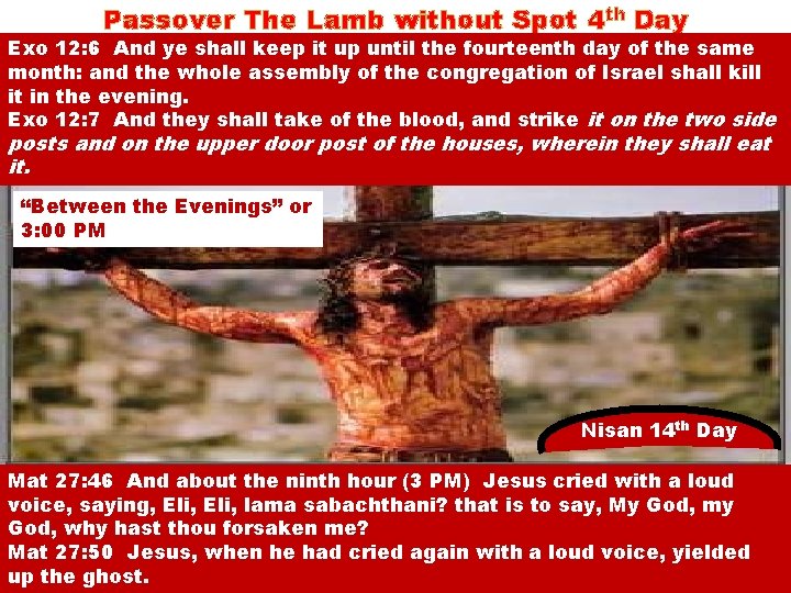 Passover The Lamb without Spot 4 th Day Exo 12: 6 And ye shall