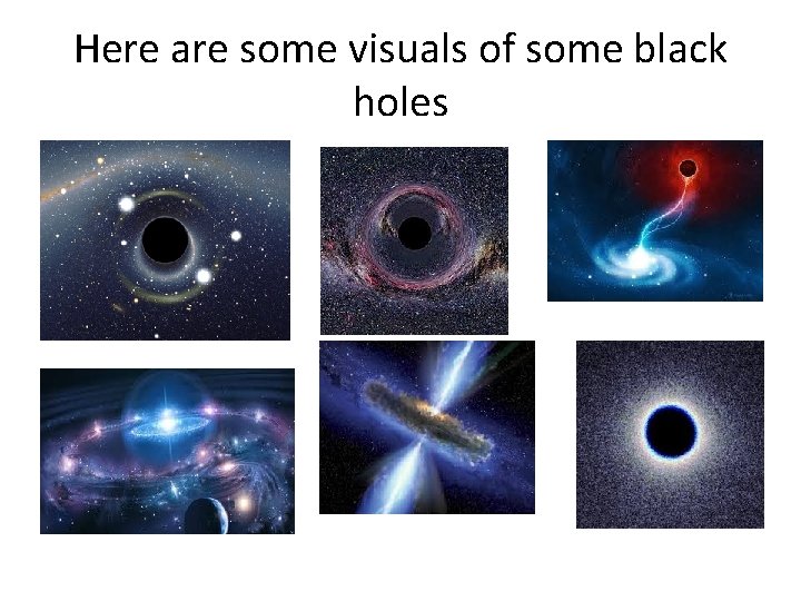 Here are some visuals of some black holes 