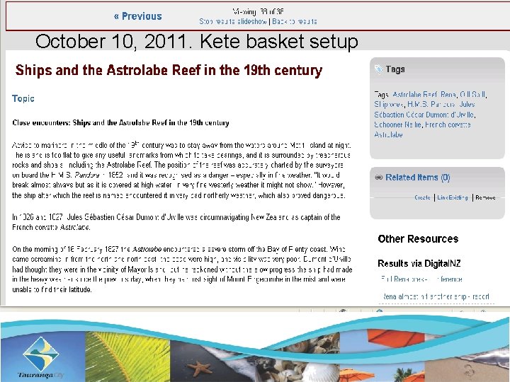 October 10, 2011. Kete basket setup 