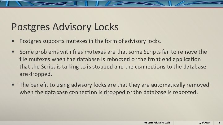 Postgres Advisory Locks By Lloyd Albin Sea PUG