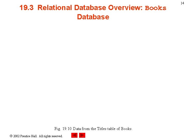 19. 3 Relational Database Overview: Books Database Fig. 19. 10 Data from the Titles