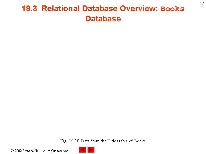 19. 3 Relational Database Overview: Books Database Fig. 19. 10 Data from the Titles