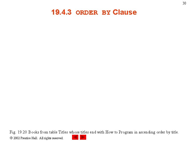 30 19. 4. 3 ORDER BY Clause Fig. 19. 20 Books from table Titles