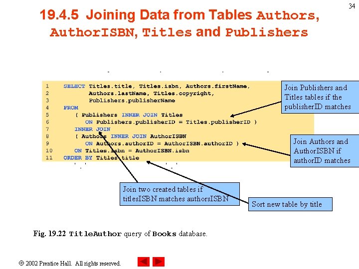 19. 4. 5 Joining Data from Tables Authors, Author. ISBN, Titles and Publishers 34