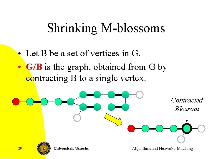 Shrinking M-blossoms • Let B be a set of vertices in G. • G/B