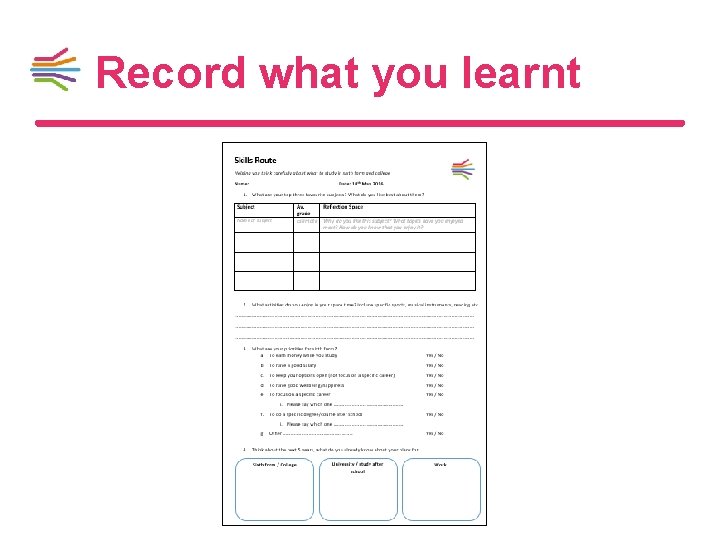 Record what you learnt 