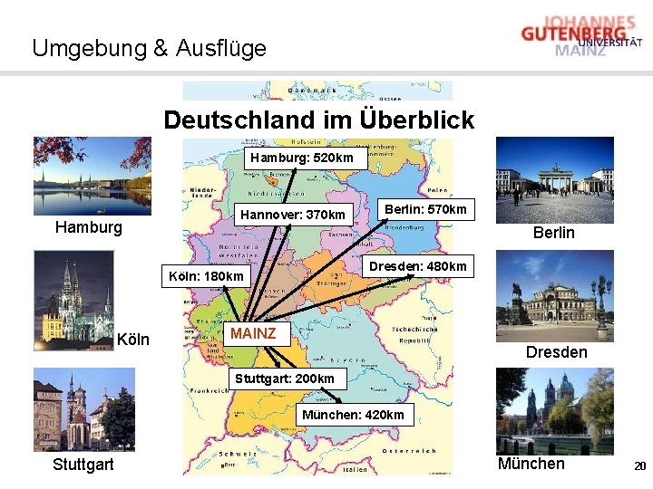 Umgebung & Ausflüge Deutschland im Überblick Hamburg: 520 km Hamburg Hannover: 370 km Berlin