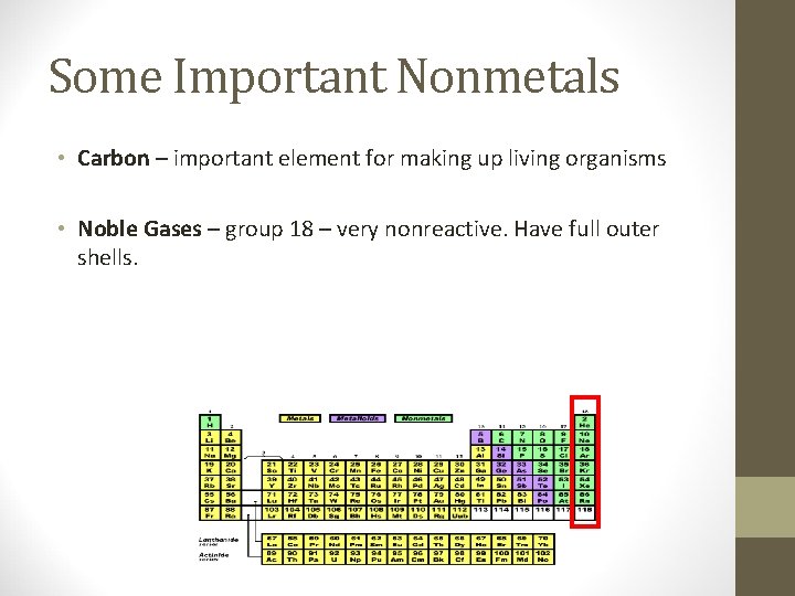 Some Important Nonmetals • Carbon – important element for making up living organisms •