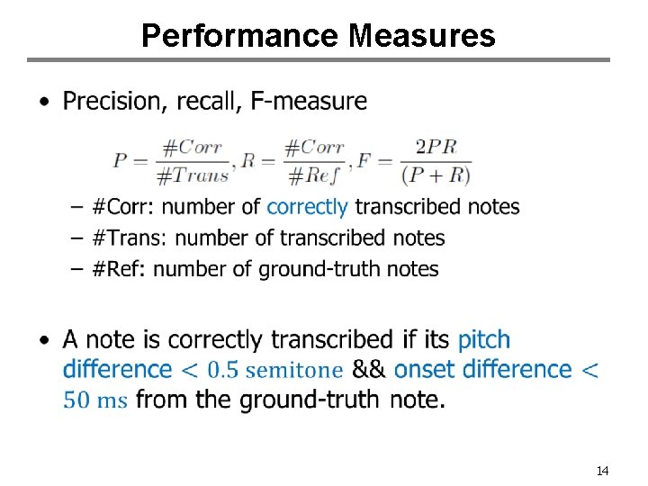 Performance Measures • 14 