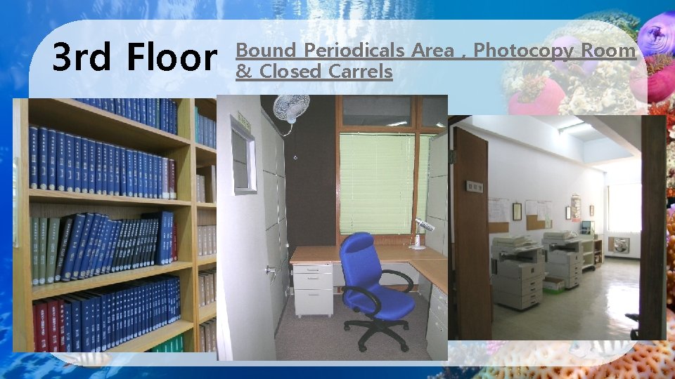 3 rd Floor Bound Periodicals Area , Photocopy Room & Closed Carrels 