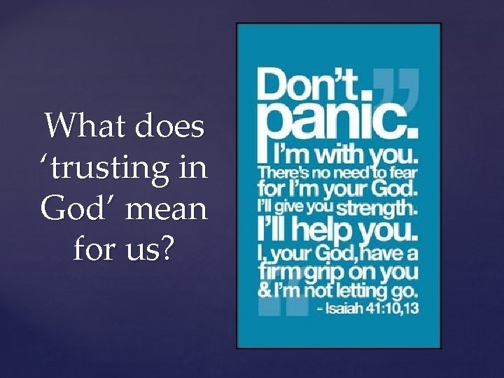 What does ‘trusting in God’ mean for us? 