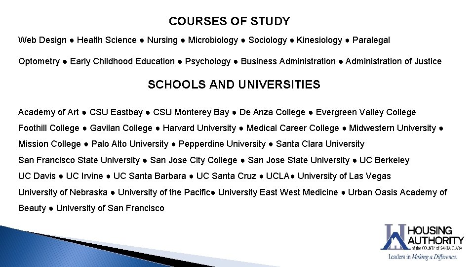 COURSES OF STUDY Web Design ● Health Science ● Nursing ● Microbiology ● Sociology