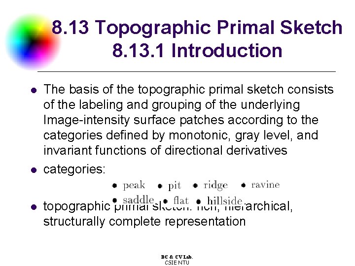 8. 13 Topographic Primal Sketch 8. 13. 1 Introduction l l l The basis