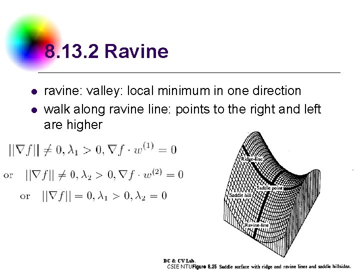 8. 13. 2 Ravine l l ravine: valley: local minimum in one direction walk