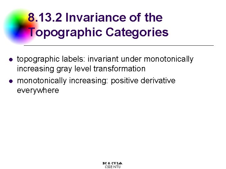 8. 13. 2 Invariance of the Topographic Categories l l topographic labels: invariant under