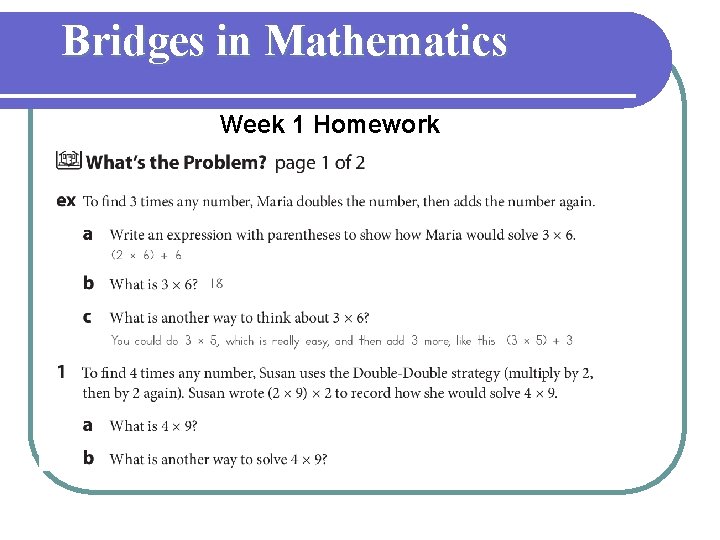 Bridges in Mathematics Week 1 Homework 