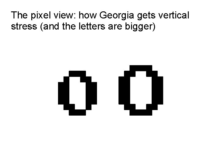 The pixel view: how Georgia gets vertical stress (and the letters are bigger) 