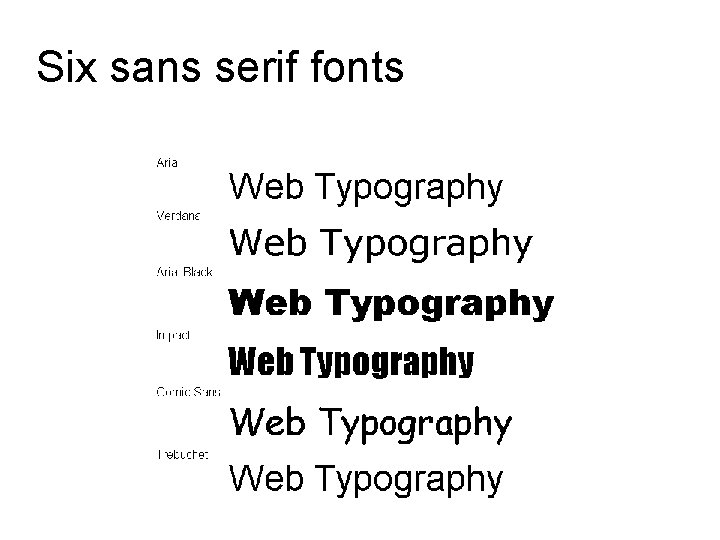 Six sans serif fonts 