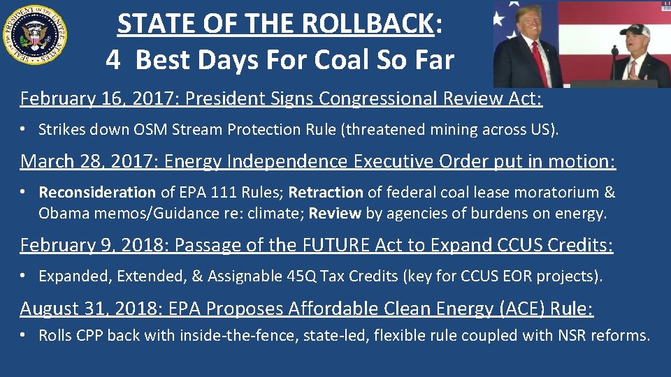 STATE OF THE ROLLBACK: 4 Best Days For Coal So Far February 16, 2017:
