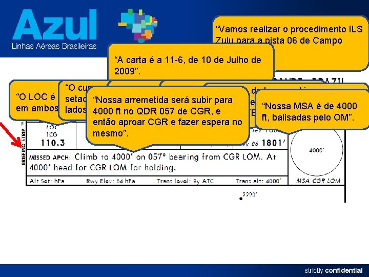 “Vamos realizar o procedimento ILS Zulu para a pista 06 de Campo Grande”. “A