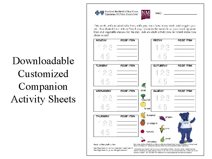 Downloadable Customized Companion Activity Sheets 