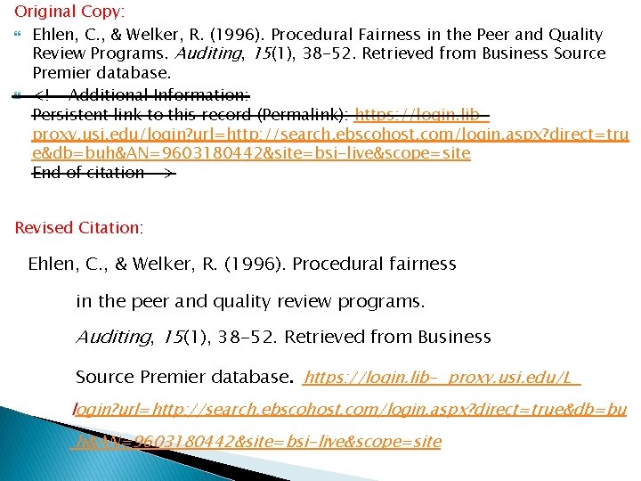 Original Copy: Ehlen, C. , & Welker, R. (1996). Procedural Fairness in the Peer