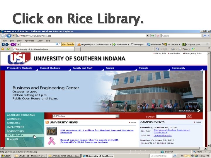 Click on Rice Library. 