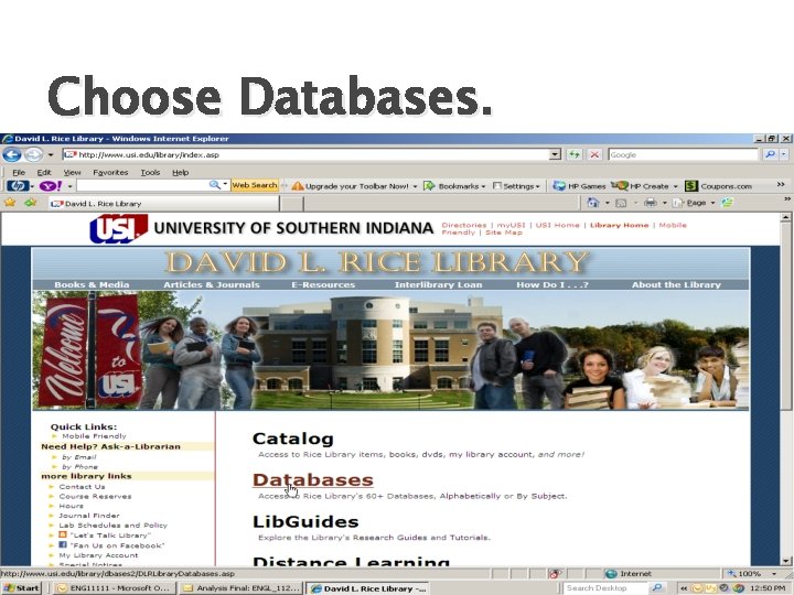 Choose Databases. 