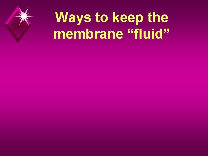 Ways to keep the membrane “fluid” 