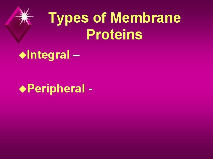 Types of Membrane Proteins u. Integral – u. Peripheral - 