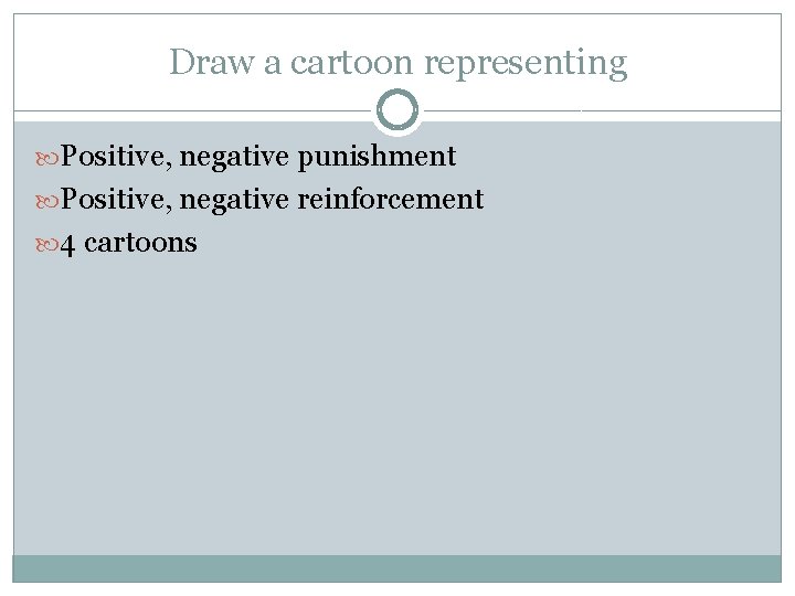 Draw a cartoon representing Positive, negative punishment Positive, negative reinforcement 4 cartoons 