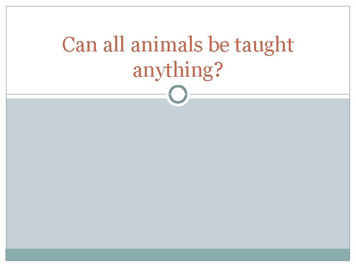 Can all animals be taught anything? 