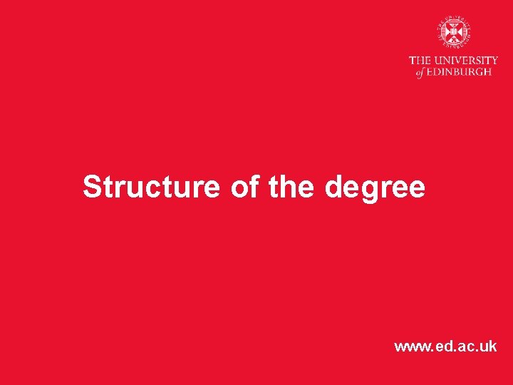 Structure of the degree www. ed. ac. uk 