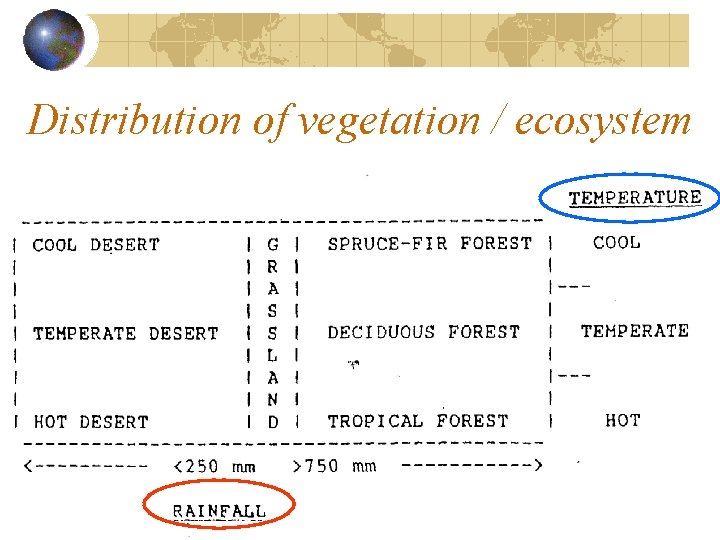 Distribution of vegetation / ecosystem 