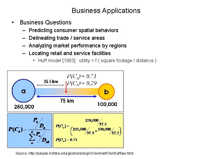 Business Applications • Business Questions – – Predicting consumer spatial behaviors Delineating trade /