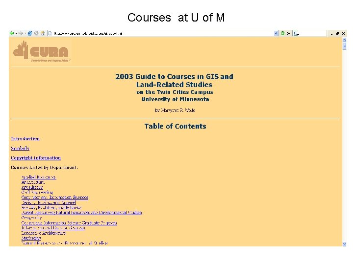 Courses at U of M 