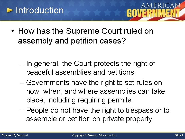 Introduction • How has the Supreme Court ruled on assembly and petition cases? –