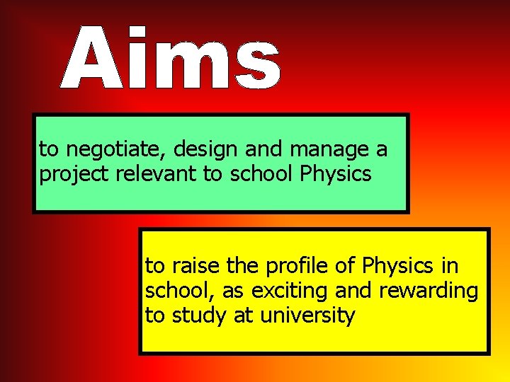to negotiate, design and manage a project relevant to school Physics to raise the