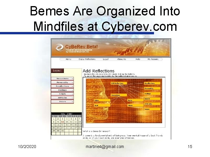 Bemes Are Organized Into Mindfiles at Cyberev. com 10/2/2020 martine 4@gmail. com 15 