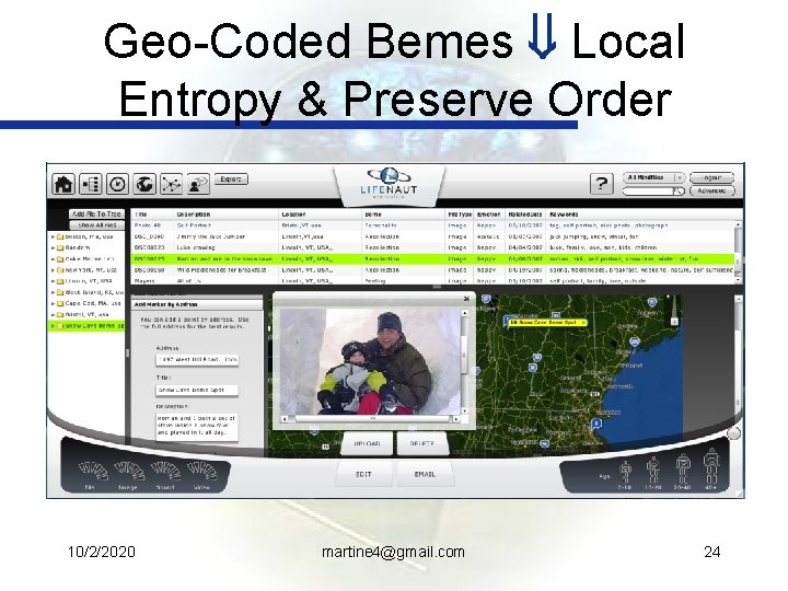 Geo-Coded Bemes Local Entropy & Preserve Order 10/2/2020 martine 4@gmail. com 24 