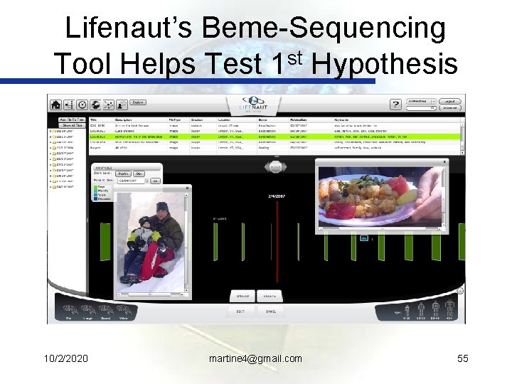 Lifenaut’s Beme-Sequencing Tool Helps Test 1 st Hypothesis 10/2/2020 martine 4@gmail. com 55 