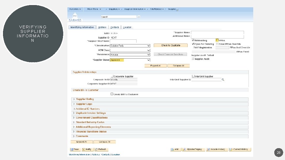 VERIFYING SUPPLIER INFORMATIO N 28 