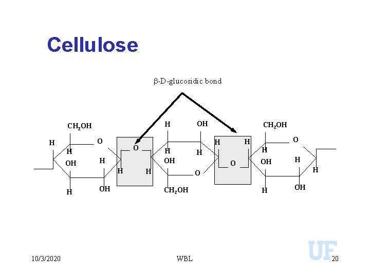 Cellulose b-D-glucosidic bond O H H 10/3/2020 H OH H H OH CH 2
