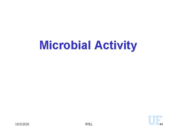 Microbial Activity 10/3/2020 WBL 44 
