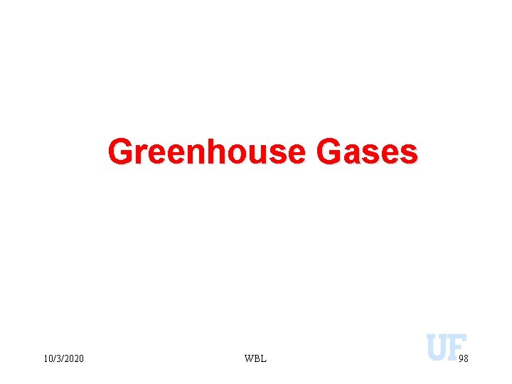 Greenhouse Gases 10/3/2020 WBL 98 