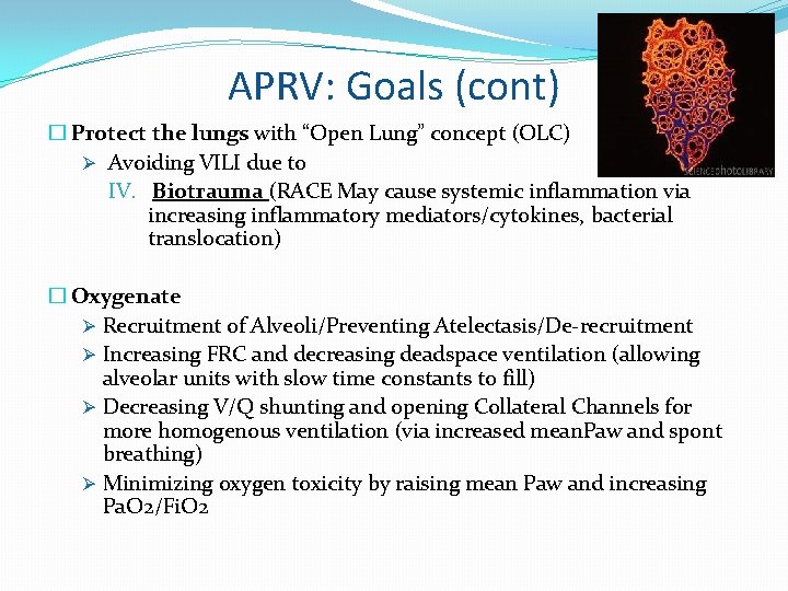 APRV: Goals (cont) � Protect the lungs with “Open Lung” concept (OLC) Ø Avoiding