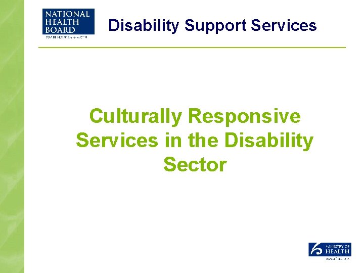 Disability Support Services Culturally Responsive Services in the Disability Sector 