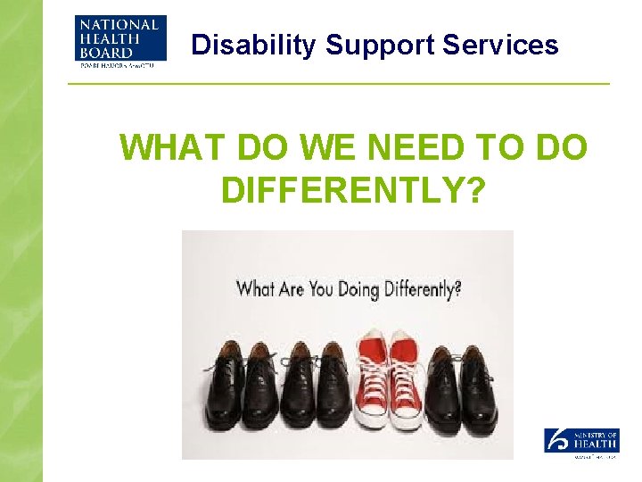 Disability Support Services WHAT DO WE NEED TO DO DIFFERENTLY? 